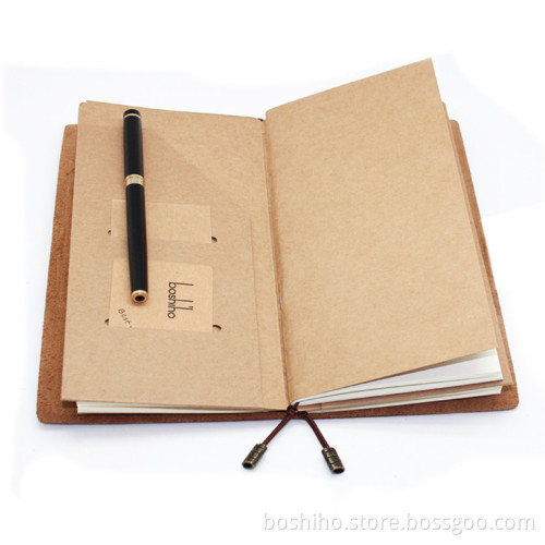 Boshiho Vintage Embossed Leather Journal Diary (Handmade) with leather strap closure